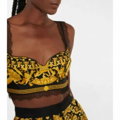 Versace Barocco Silk Lace-trimmed Crop Top -Outlet Versace Store unnamed file 840