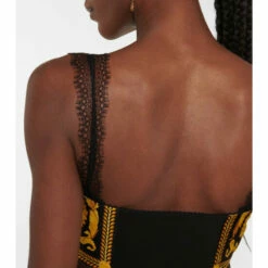 Versace Barocco Silk Lace-trimmed Crop Top -Outlet Versace Store unnamed file 841