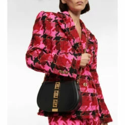 Versace Greca Goddess Large Leather Shoulder Bag